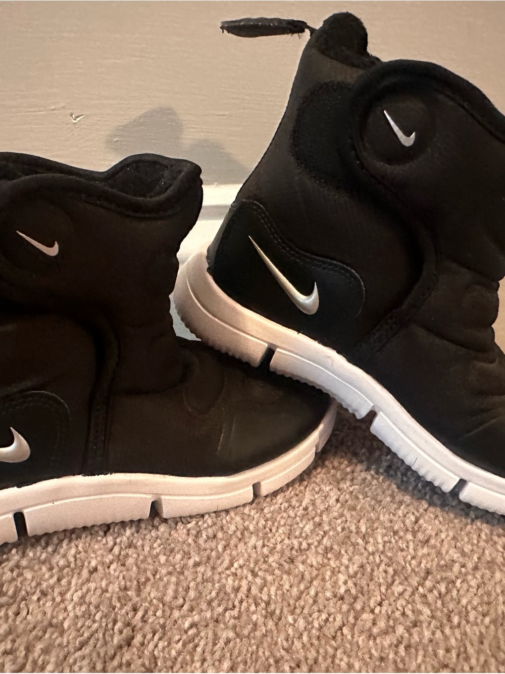 Nike Kids Black and White Slip-On Winter Boots